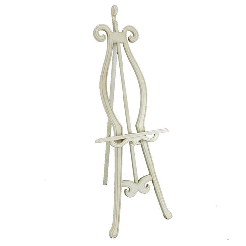 Lui Easel Stand | 65" | Classic Wood | Carved | Hand Painted | Ivory