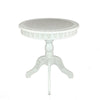 Theo Side Table | 26" | Classic Wood | Round Top | Floral Carved | White