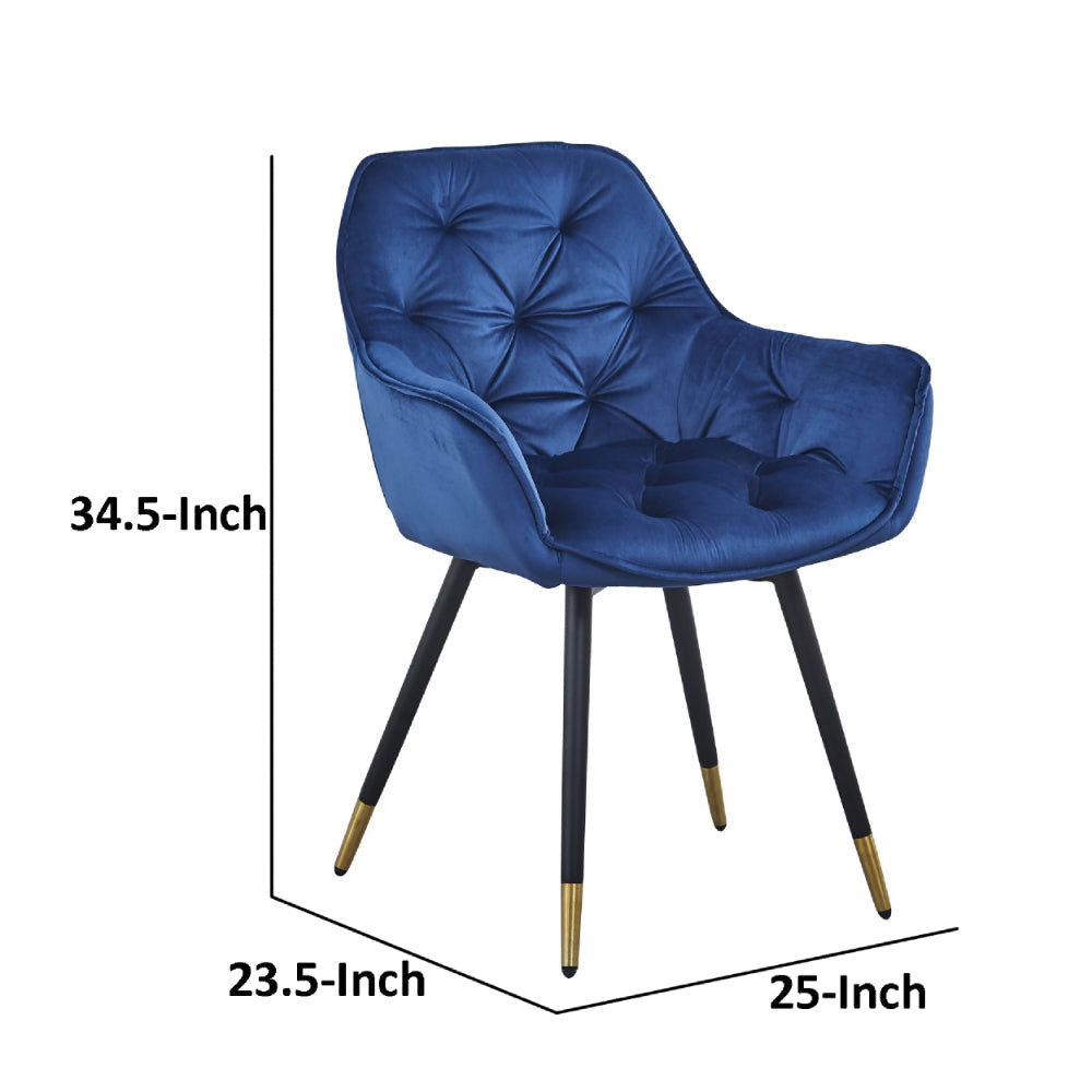 Alix 25 Inch Modern Dining Chair Button Tufted Set of 2 Blue Black By Casagear Home BM284696