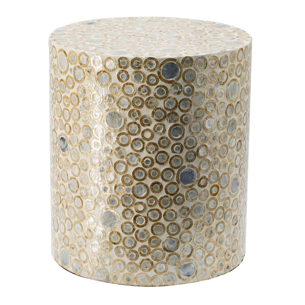 Accent Table Stool | 16" | Cylindrical | Blue Gold White