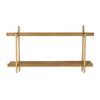 Wall Shelf | 36" | Wood | Rattan Trim | 2 Tier | Brown Gold