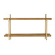 Wall Shelf | 36" | Wood | Rattan Trim | 2 Tier | Brown Gold