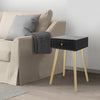 Gaia Side Table | 28" | Pine Wood | Rattan Drawer | Black Gold