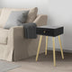 Gaia Side Table | 28" | Pine Wood | Rattan Drawer | Black Gold
