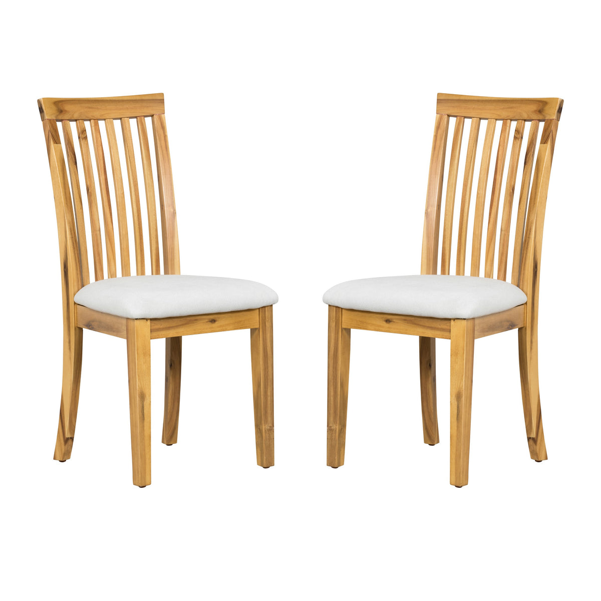 21 Inch Fabric Dining Side Chair Slatted Back Set of 2 Gray Brown By Casagear Home BM284756