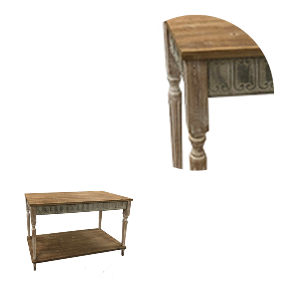 47 Inch Wood Console Table 1 Open Shelf Embossed Details Weathered Brown By Casagear Home BM284758