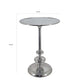 23 Inch Modern Aluminum Side Table Round Tabletop and Base Carved Silver By Casagear Home BM284759