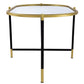 43 Inch Elongated Mirror Top Coffee Table Iron Frame Gold Finish Black By Casagear Home BM284761