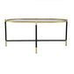 43 Inch Elongated Mirror Top Coffee Table Iron Frame Gold Finish Black By Casagear Home BM284761