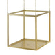 16 Inch Modern Iron Plant Stand, 4 Chains, Open Cube Design, Gold Finish By Casagear Home