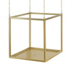 16 Inch Modern Iron Plant Stand, 4 Chains, Open Cube Design, Gold Finish By Casagear Home