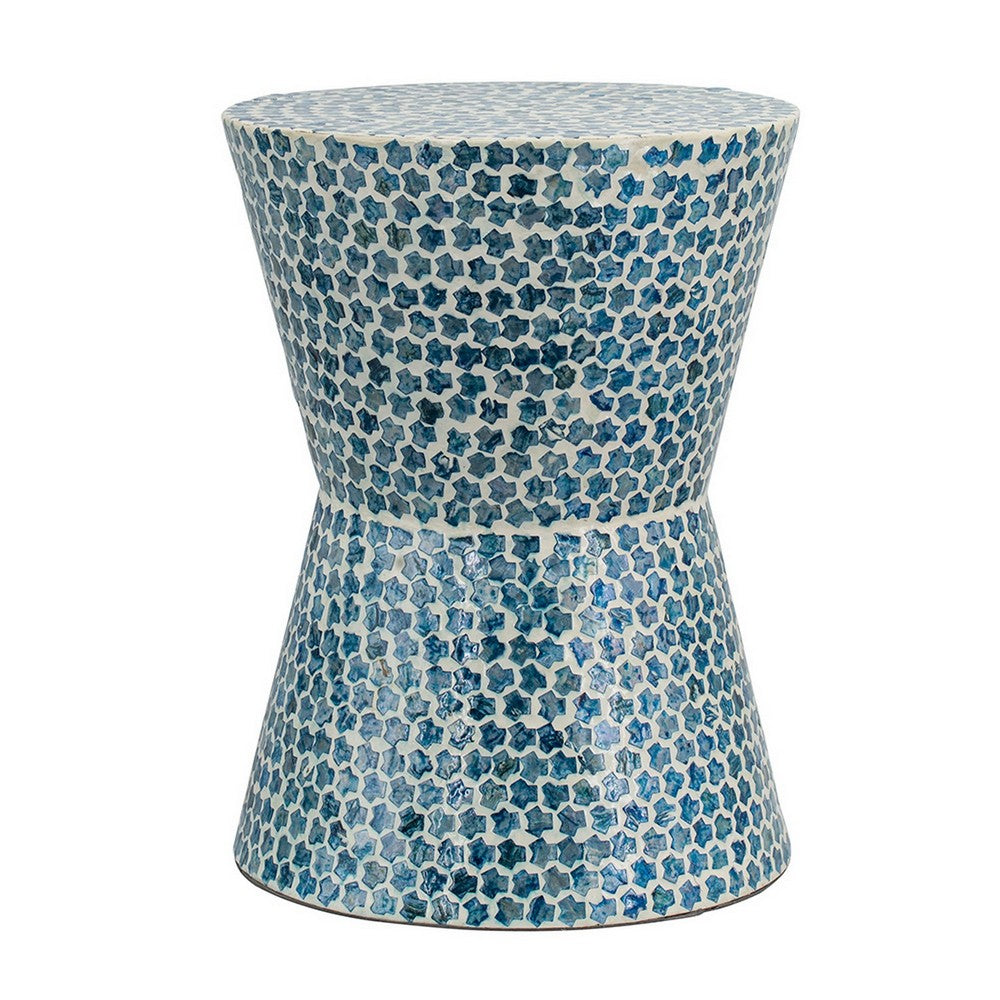 Ivy Accent Table Stool | 20’’ | Mosaic Tile | White Blue BM284768