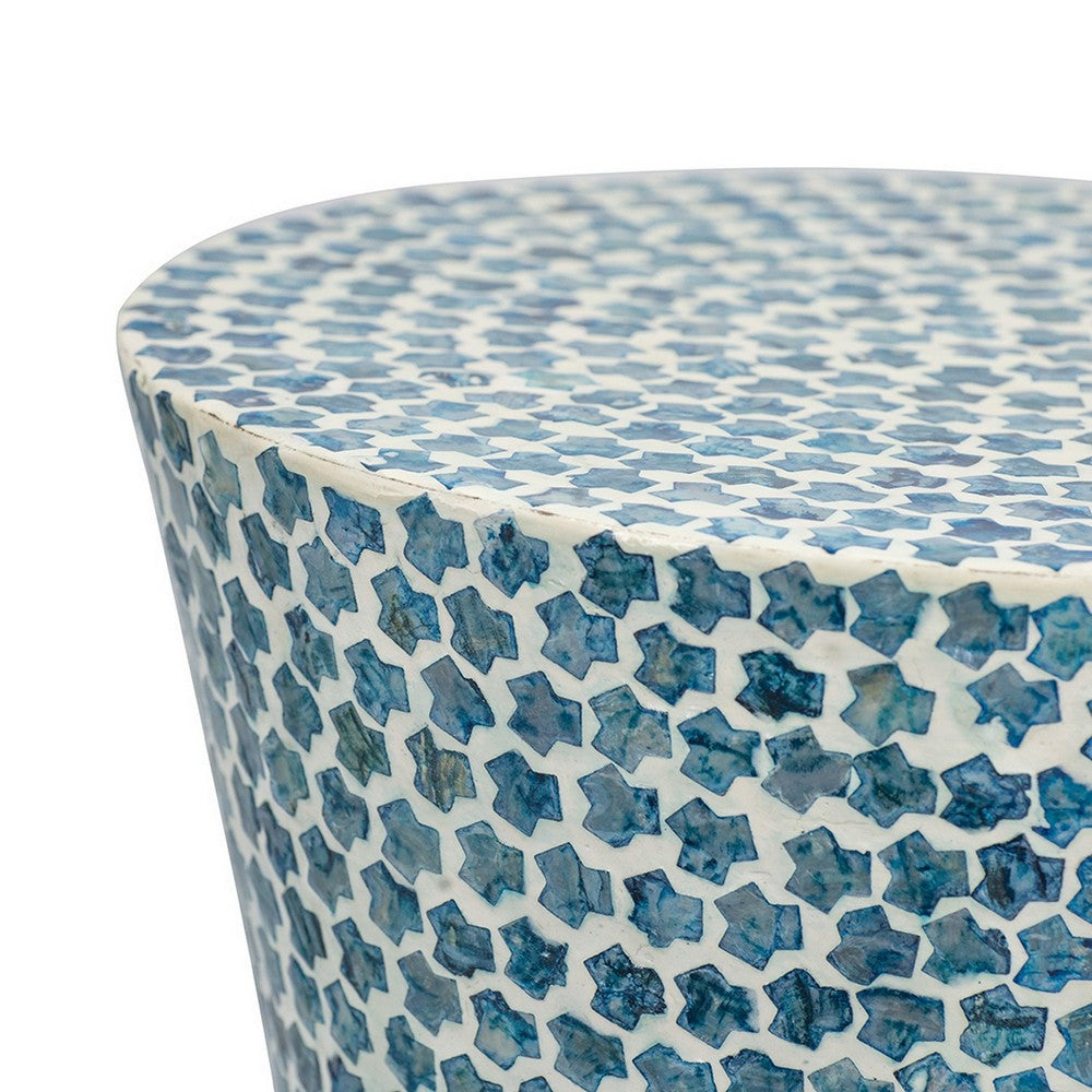 Ivy Accent Table Stool | 20’’ | Mosaic Tile | White Blue BM284768