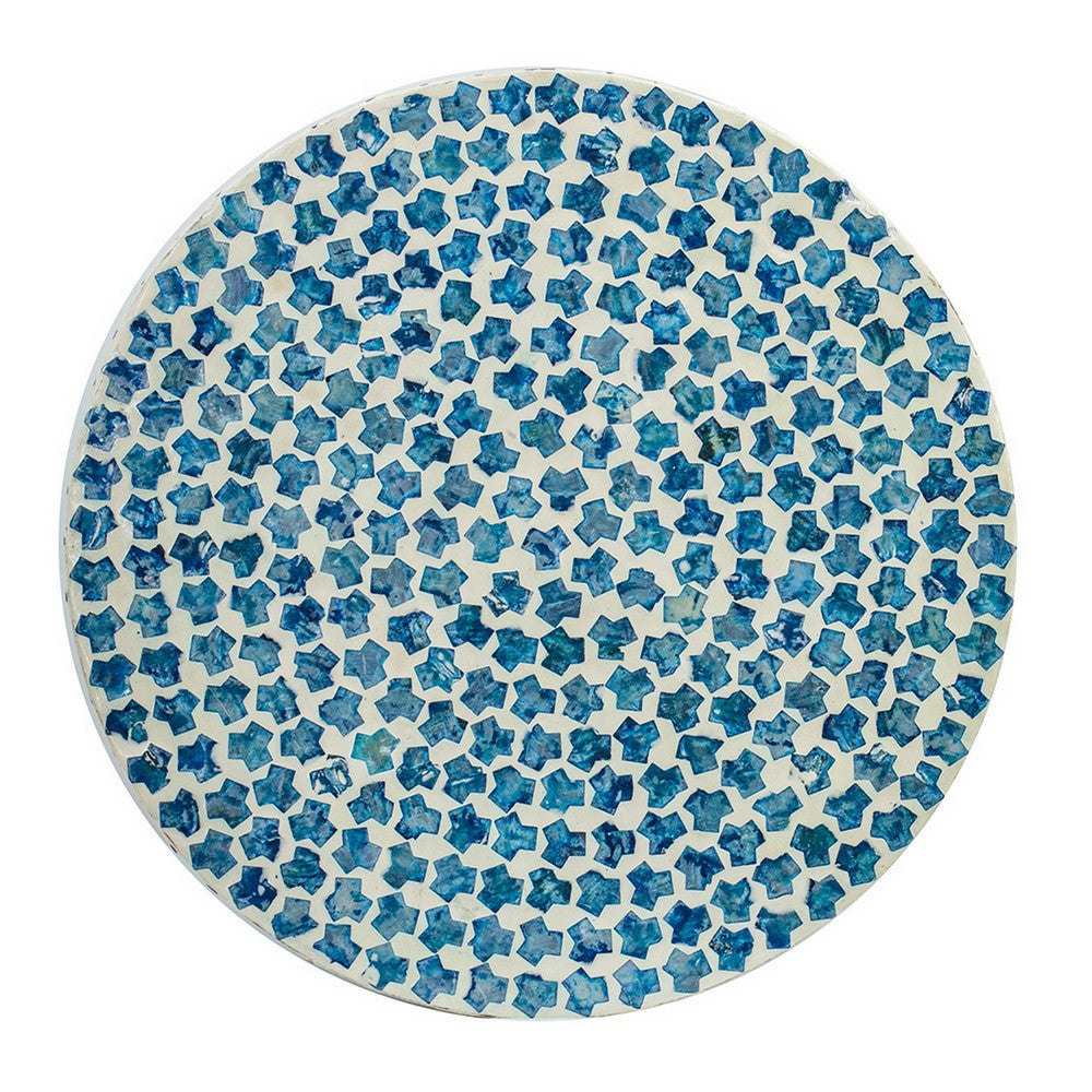 Ivy Accent Table Stool | 20’’ | Mosaic Tile | White Blue BM284768