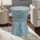 Ivy Accent Table Stool | 20" | Mosaic Tile | White Blue
