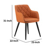 Erin 24 Inch Curved Dining Chair Orange Fabric Diamond Pattern Tufting By Casagear Home BM284772