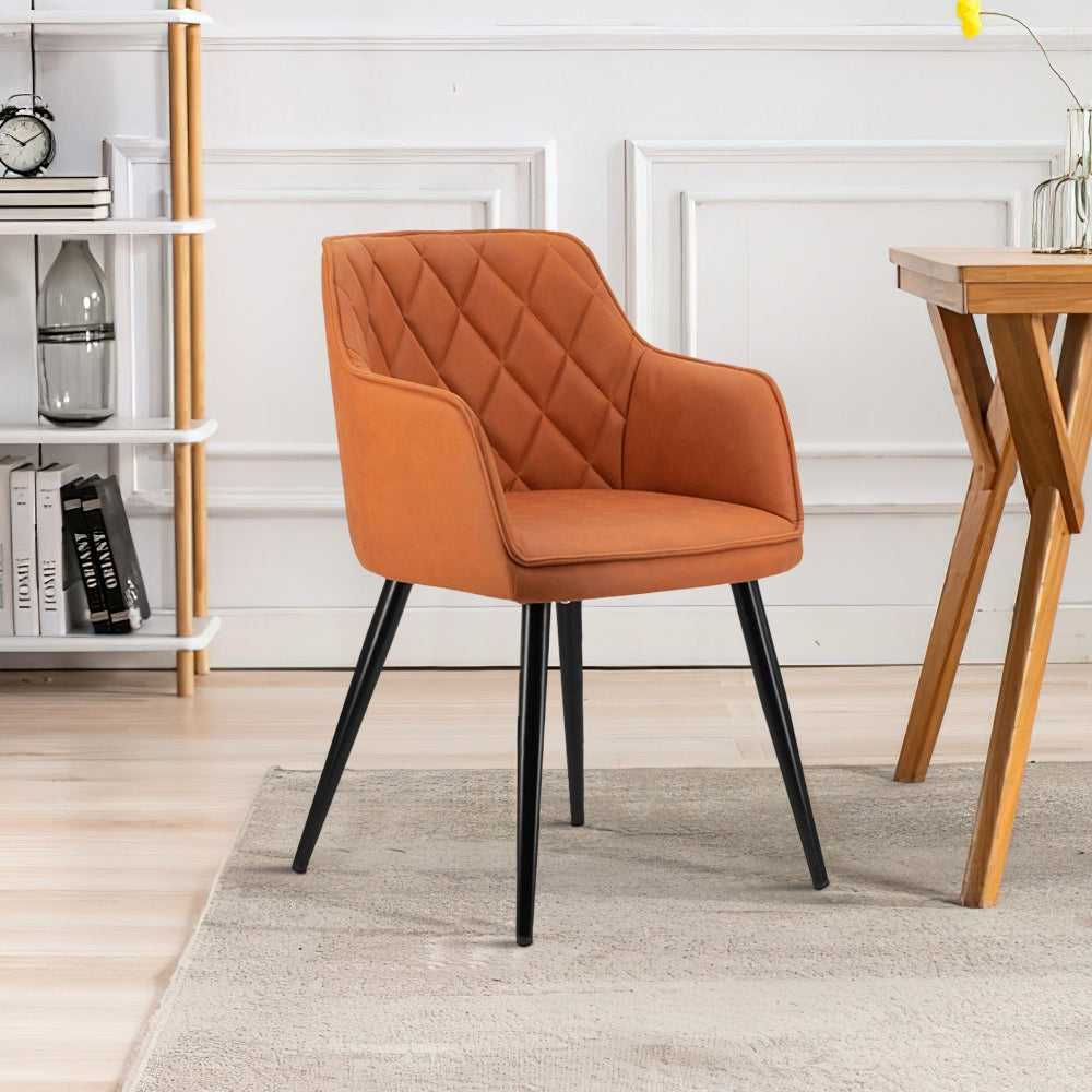 Erin Dining Chair | 24" | Fabric | Diamond Tufted | Orange