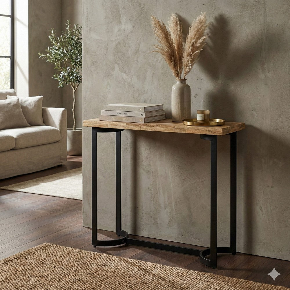 Console Table | 36" | Industrial | Plank Top | Black Frame