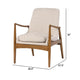 28 Inch Fabric Upholstered Accent Armchair Birch Wood Off White Brown By Casagear Home BM284776