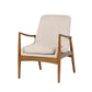 28 Inch Fabric Upholstered Accent Armchair Birch Wood Off White Brown By Casagear Home BM284776