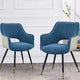 Eden Dining Chair | 23" | White Fabric | Blue Legs | Set of 2