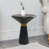 Side Table | 22" | Round Mango Wood | Brass Accents | Black