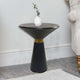 Side Table | 22" | Round Mango Wood | Brass Accents | Black