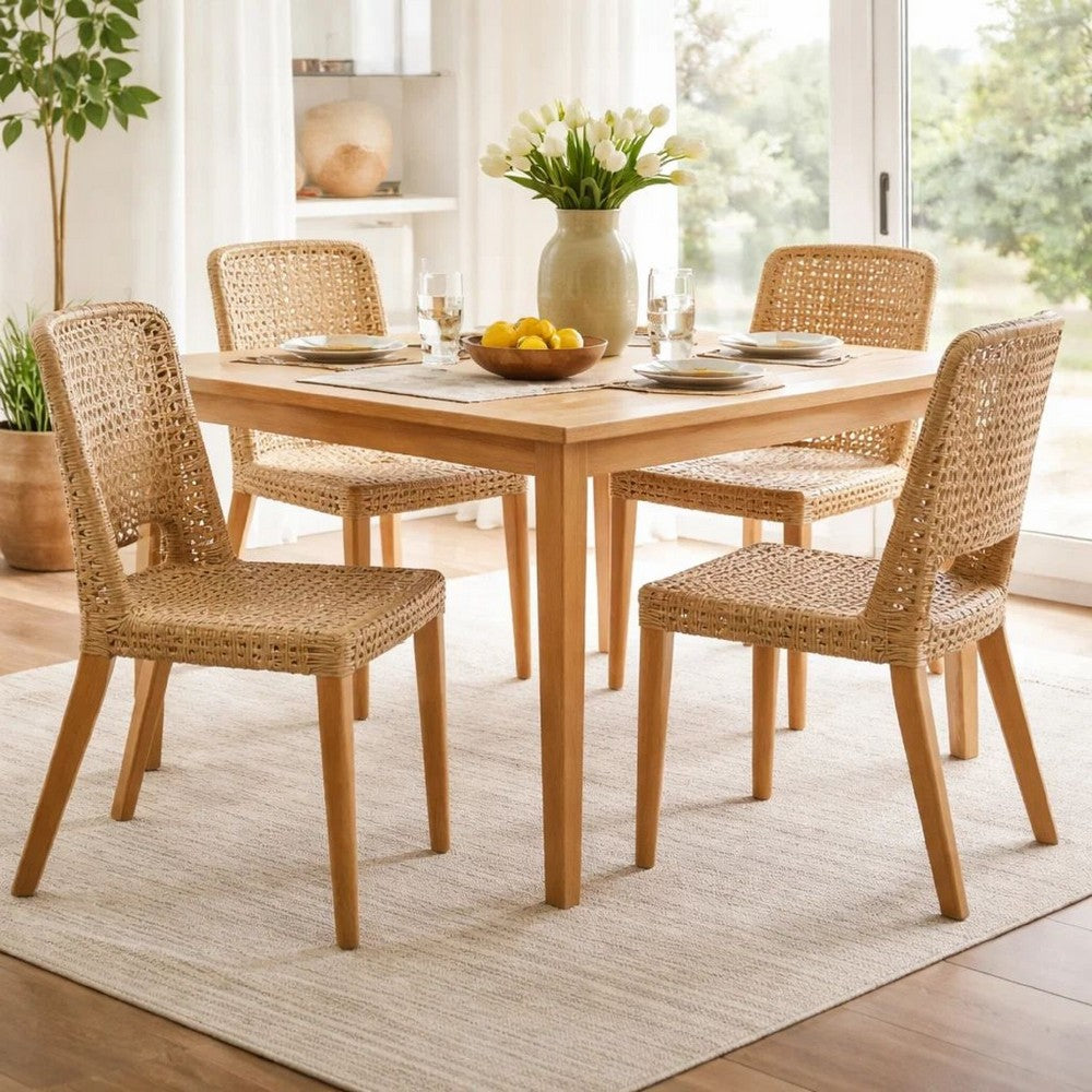 Dining Chair | 21" | Rattan Back | Wood Frame | Natural Brown
