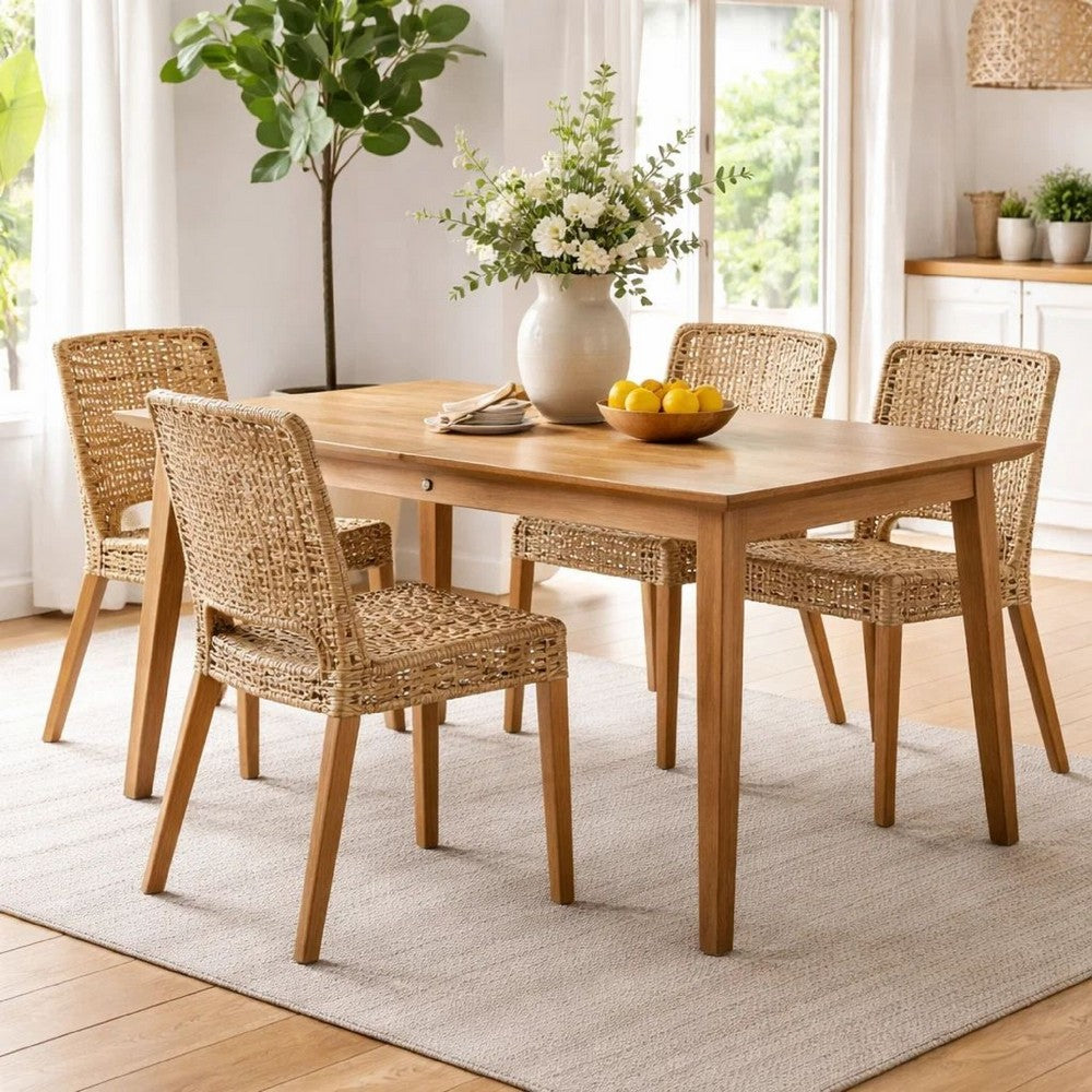 Dining Chair | 21" | Rattan Back | Wood Frame | Natural Brown