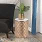 20 Inch Side Table, Iron Top, Mirrored Tabletop, Hammered Texture, Gold By Casagear Home