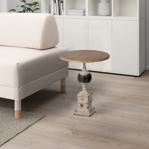 Side Table | 23" | Round Pedestal | Classic Wood | Ivory