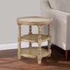 Jake Side Table | 25" | 3 Tier | Fir Wood | Wicker Shelves | Brown