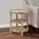 Jake Side Table | 25" | 3 Tier | Fir Wood | Wicker Shelves | Brown