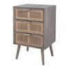 Cae 28 Inch Dresser Chest 3 Drawers Pine Wood Rattan Panels Dark Gray By Casagear Home BM284798