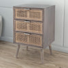 Cae Dresser Chest | 28" | 3 Drawers | Rattan Panel | Dark Gray