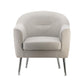 30 Inch Modern Accent Sofa chair, Curved, Ivory Fabric Upholstery By Casagear Home