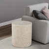 End Table | 20" | Round | Bone Inlay | Pale Pink White