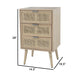 Cae 28 Inch Dresser Chest 3 Drawers Pine Wood Rattan Panels Brown By Casagear Home BM284812