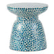 Ivy End Table | 16" | Round Bamboo | Mosaic Design | Blue White