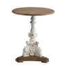 Prana Accent Table | 31" | Round | Carved Fir Wood | Antique White