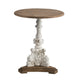 Prana Accent Table | 31" | Round | Carved Fir Wood | Antique White