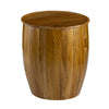 25 Inch Round Accent Side Table, Mango Wood, Barrel Shape, Classic Brown By Casagear Home