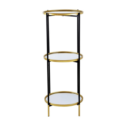 Ara Shelf | 39" | Round | 3 Tier | Metal Glass | Black Gold