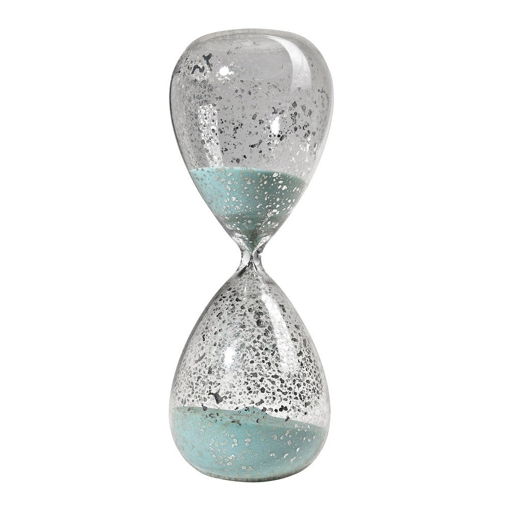 Doug 10 Inch Decorative 60 Minute Hourglass Accent Decor, Teal Blue Sand By Casagear Home