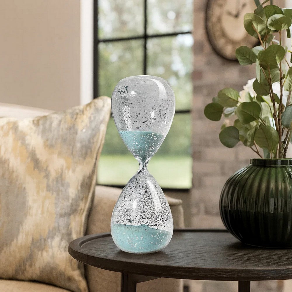 Doug Hourglass Decor | 10" | 60 Minute | Table Accent | Teal Sand