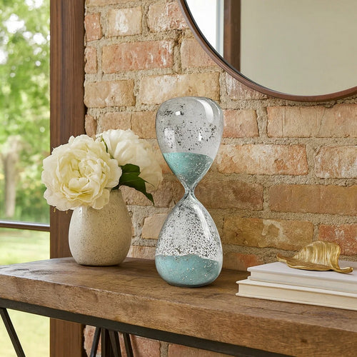 Doug Hourglass Decor | 10" | 60 Minute | Table Accent | Teal Sand