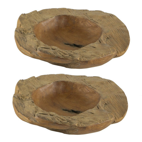 Teak Table Bowls | Set of 2 | Natural Edge | Decorative | Brown