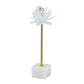 Sel 14 Inch Candle Holder with Modern Selenite Stone Accent, Gold and White By Casagear Home