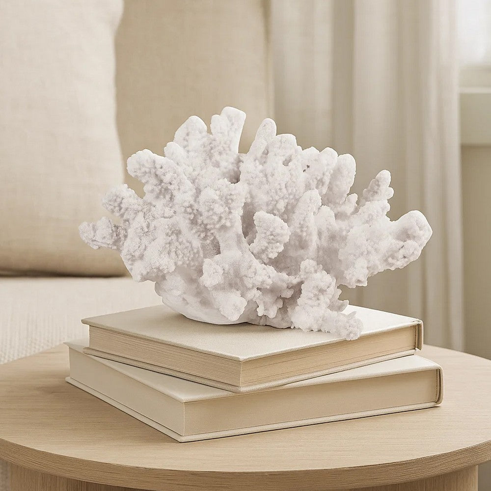 Lily Accent Sculpture | 9" | Faux Coral | Polyresin | White