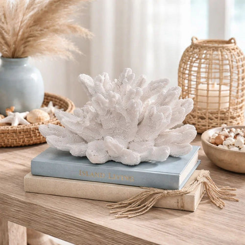 Lily Figurine | 9" | Faux Coral | Tabletop Sculpture | White